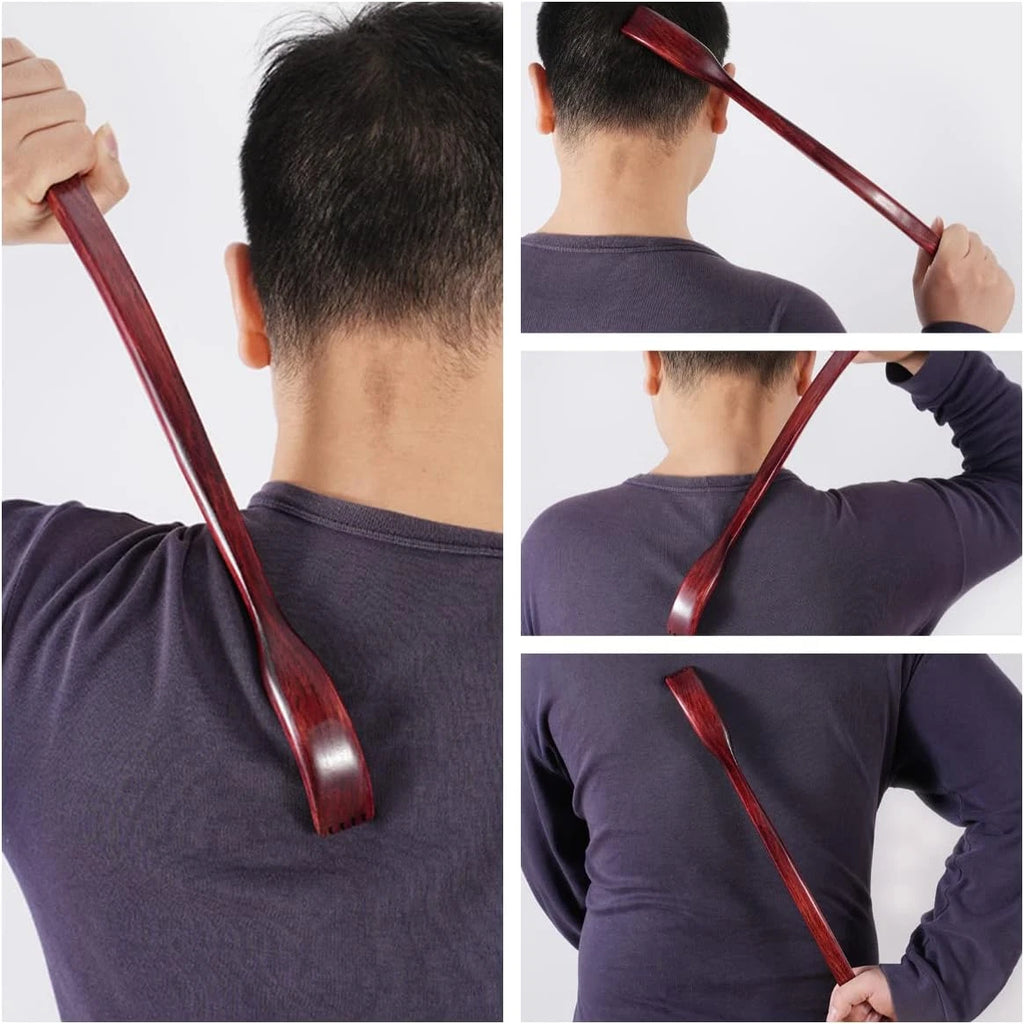 ITCHY-BAN Oversized Wooden Back Scratcher: 18'' Extended Curved Handle for Bette