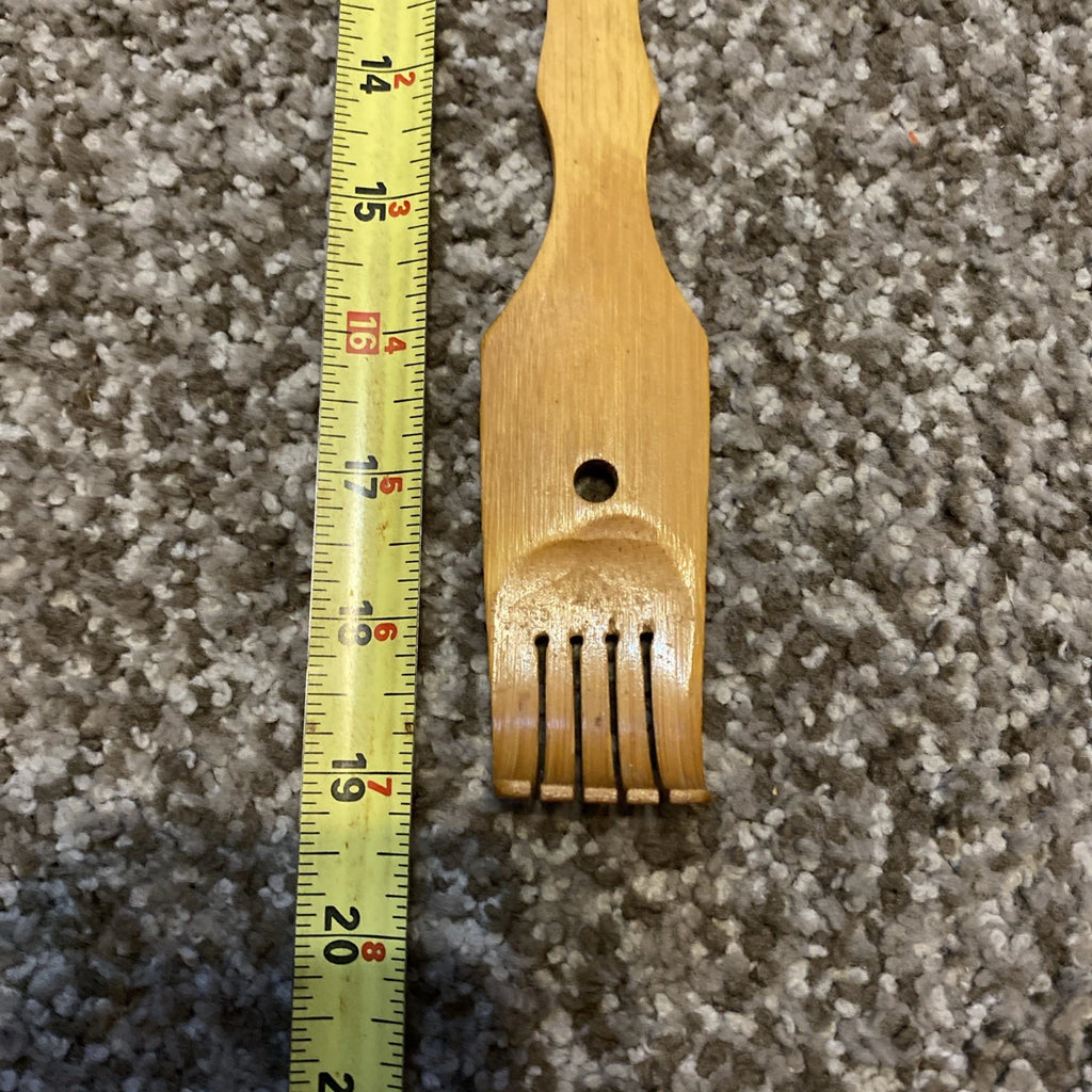 Vintage Solid Wood 19" Back Scratcher - Hand Carved W Massage Wheel Exc Cond