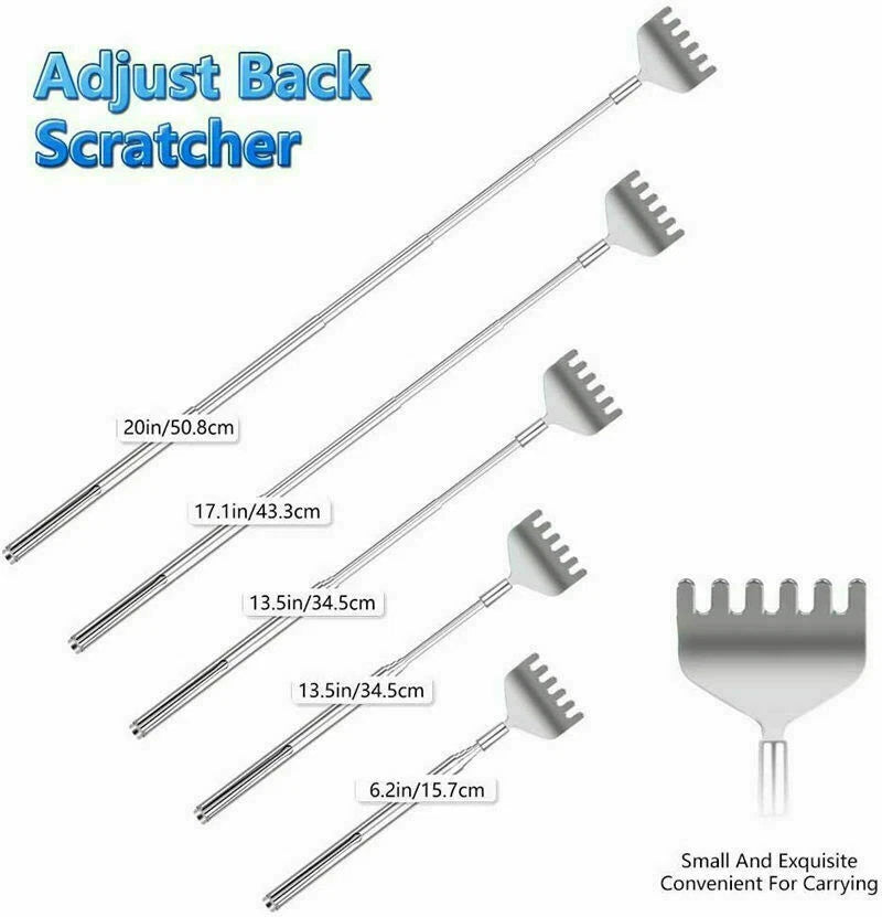 Metal Telescopic Retractable Back Scratcher Stainless Steel 16cm to 51cm UK