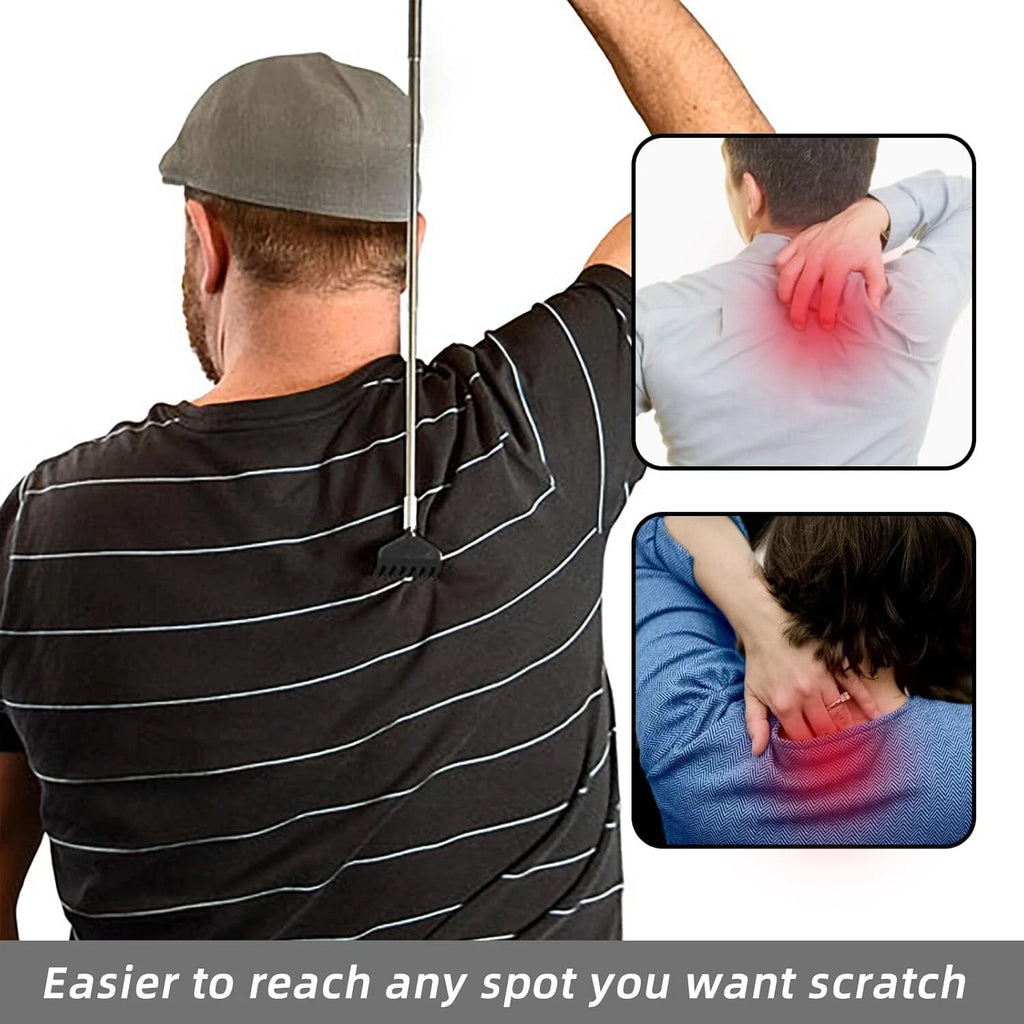 3 Pack Metal Telescoping Back Scratcher with Rubber Handle for Men Women Kids