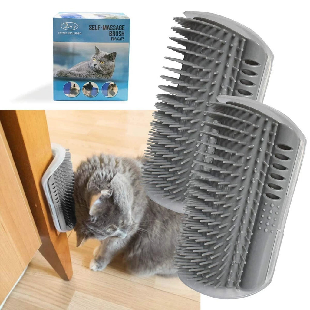2 Pack Softer Self Groomer with Catnip Wall Corner Massage Comb Scratcher Groomi