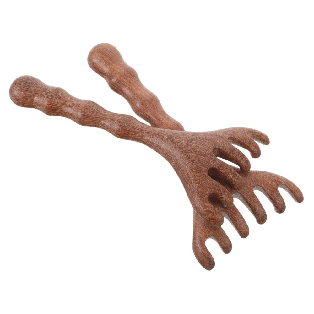 2 Pcs Sandalwood Massager Head Scratcher Tool Scalp Scraping Comb Hair