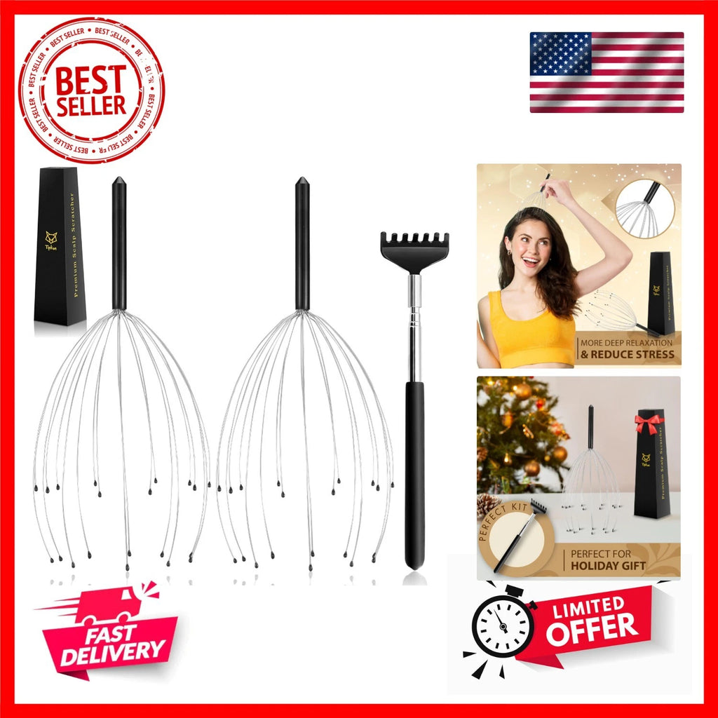 Head Massager 20 Fingers Scalp Massager Head Scratcher, Back Massager Back Sc...