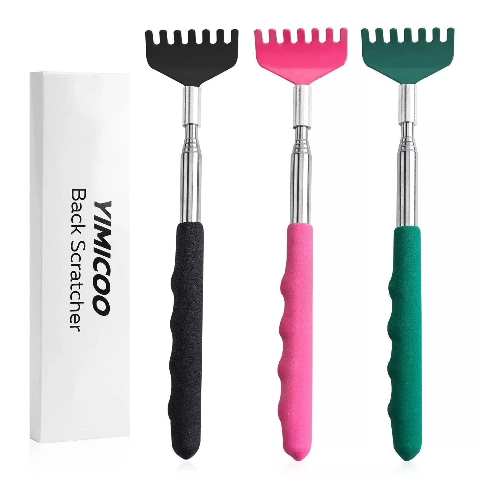 3 Pack Extendable Back Scratcher, Stainless Steel Portable Telescoping Back