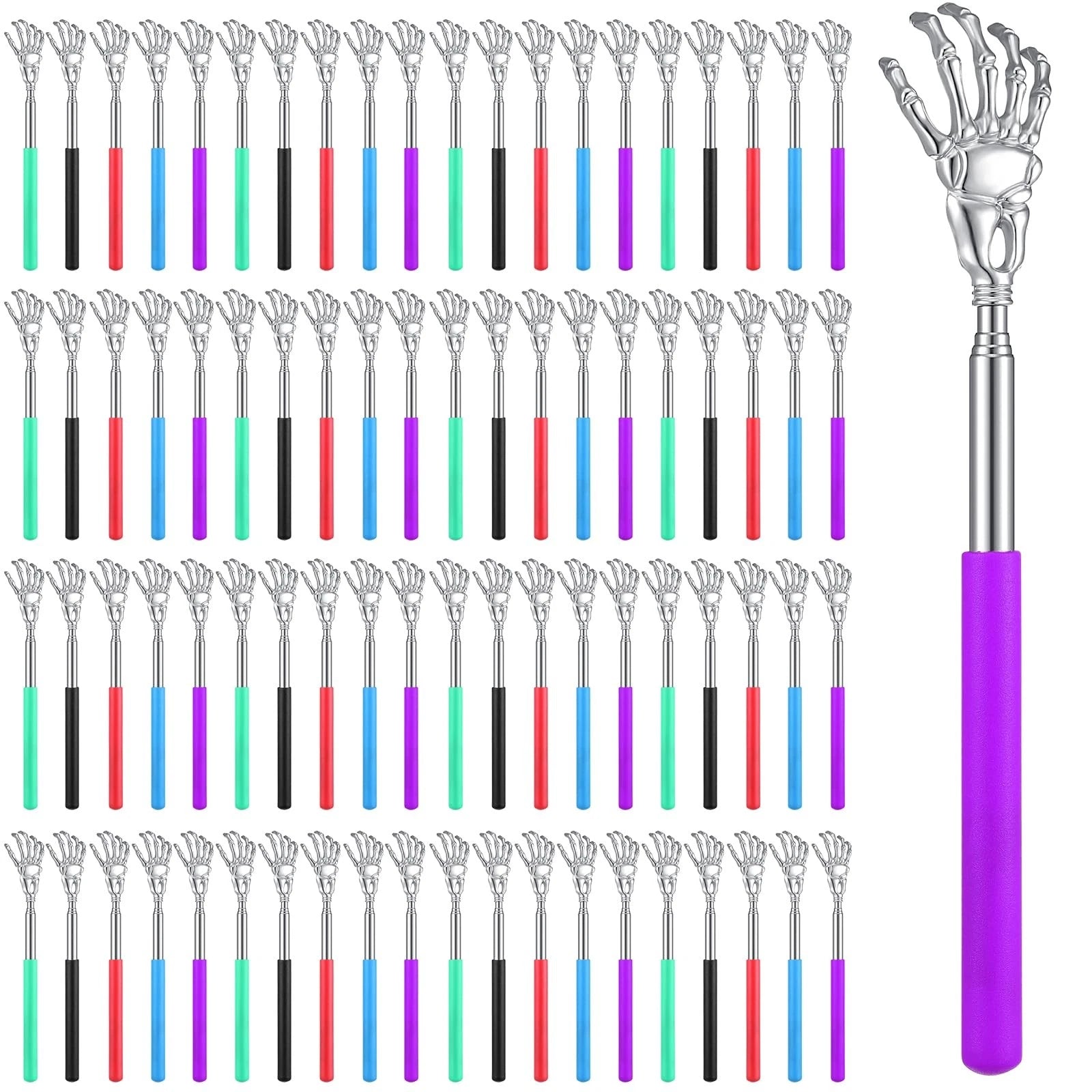 100 Pieces Back Scratchers Telescoping Back Scratcher Bulk for Women Men Skul...