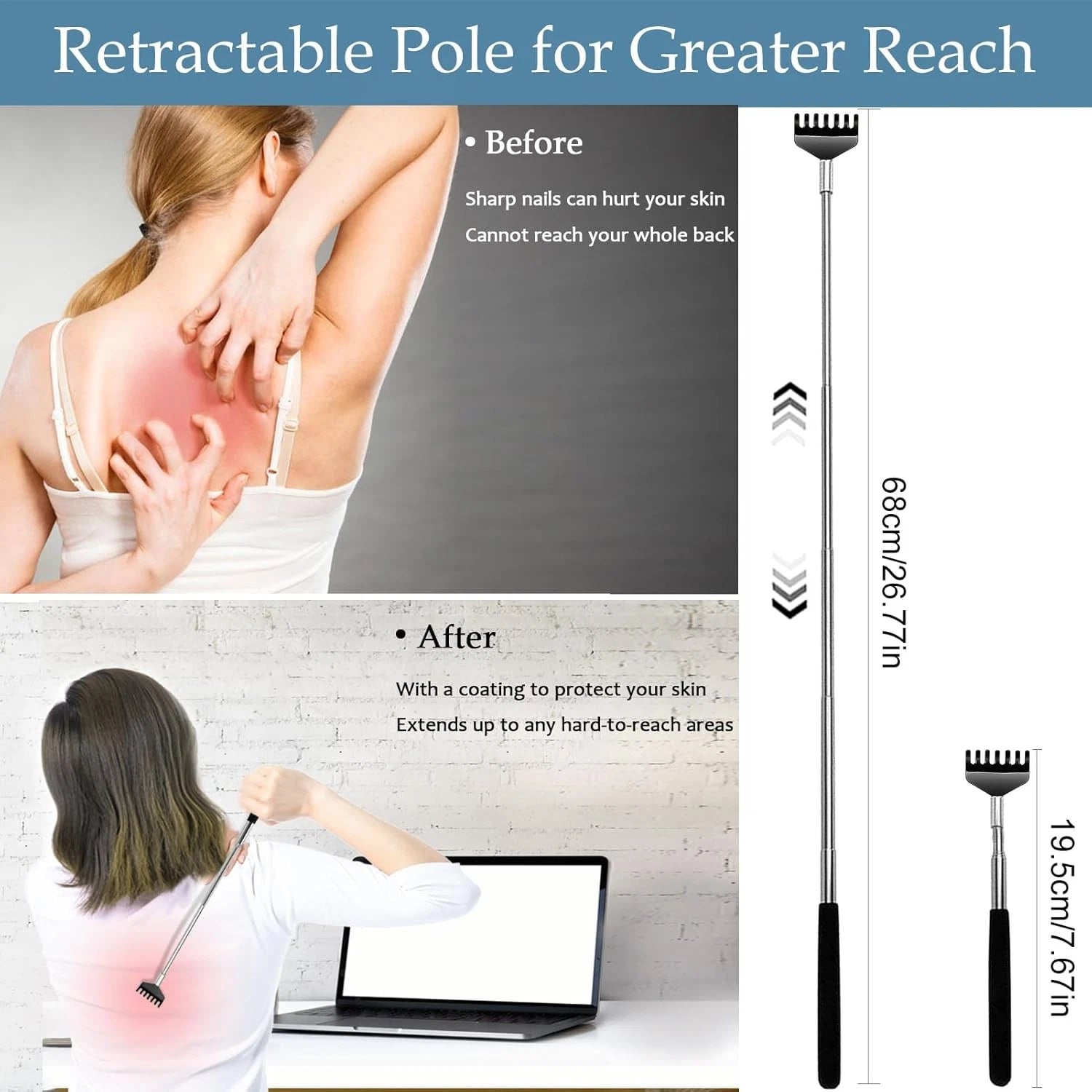Yexixsr 4 Pack Back Scratcher Extendable Metal Portable 4