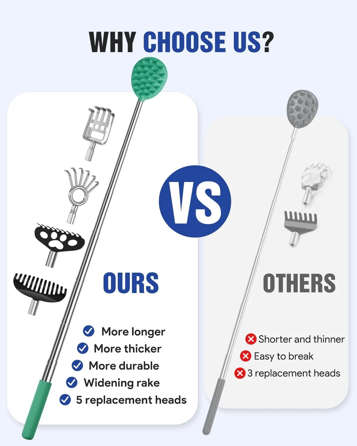 Gelibo Telescoping Back Scratcher with 5Pcs Detachable Heads,Fathers Day Dad ...