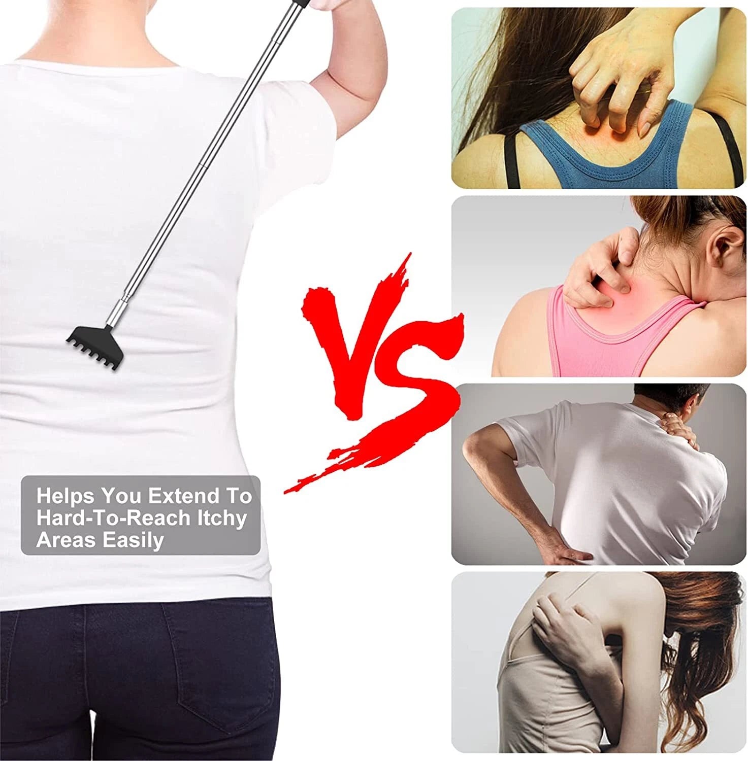 Back Scratcher 2 Pack - Extendable Stainless Steel, with Carrying Bag