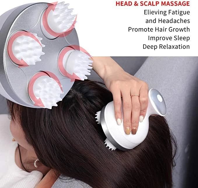 Therapeutic Hand Held Head Massager - Scalp Scratcher for Deep Relaxation