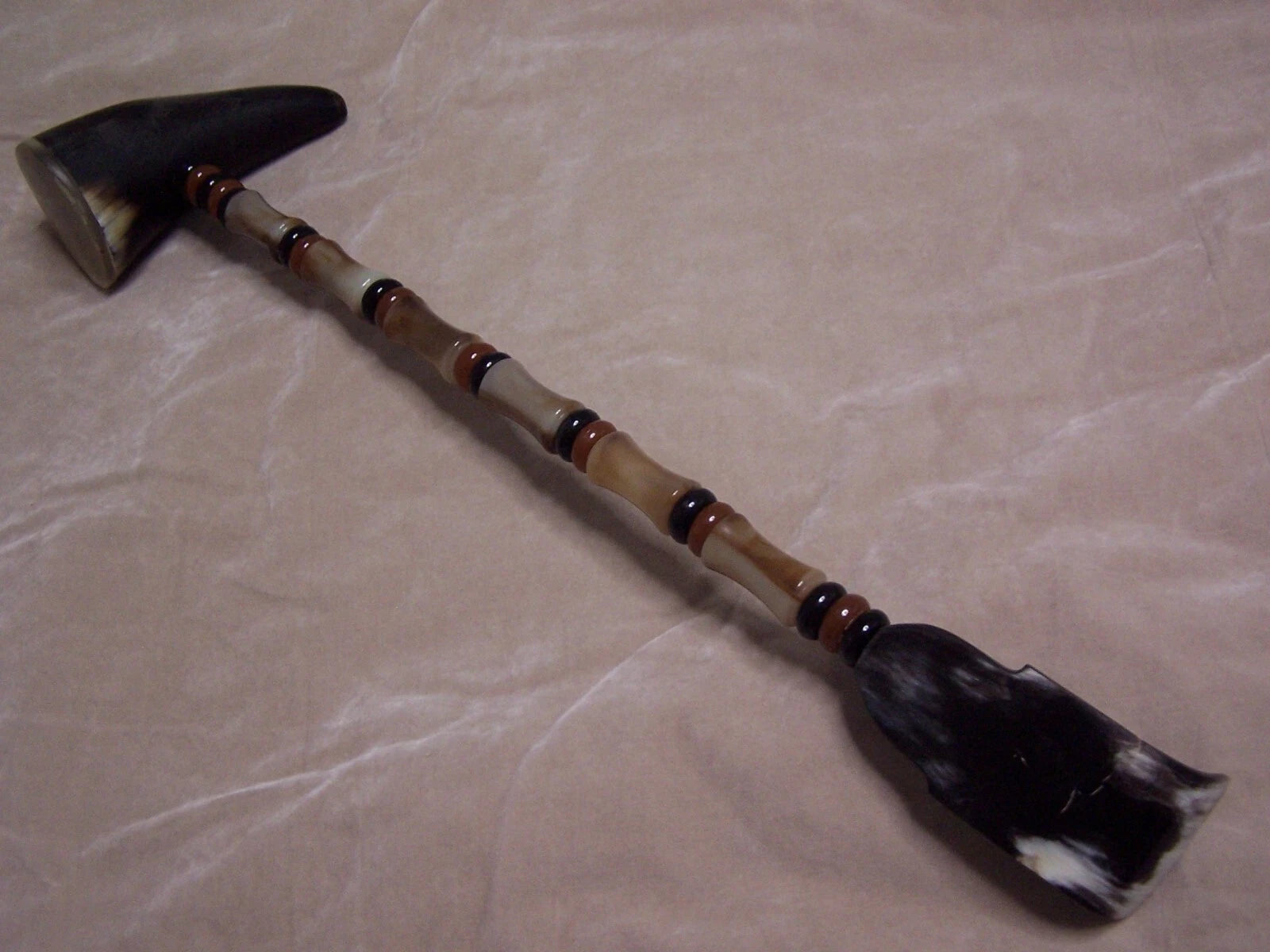 Unique Ox Horn Back Scratcher Beaded Handle