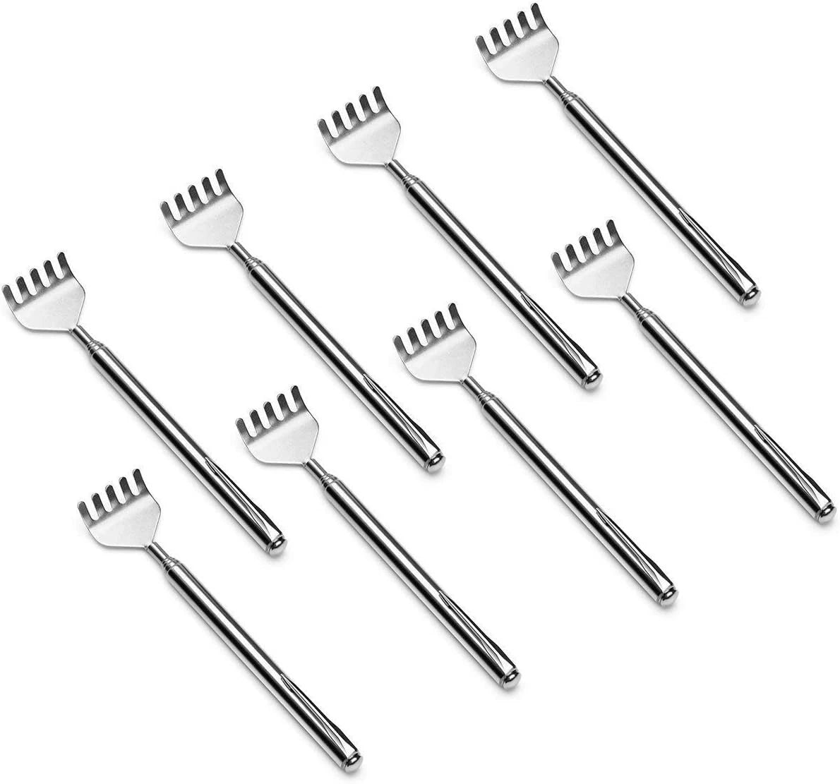 8-Pack Portable Telescopic Back Scratchers - Stainless Steel, Travel-Friendly