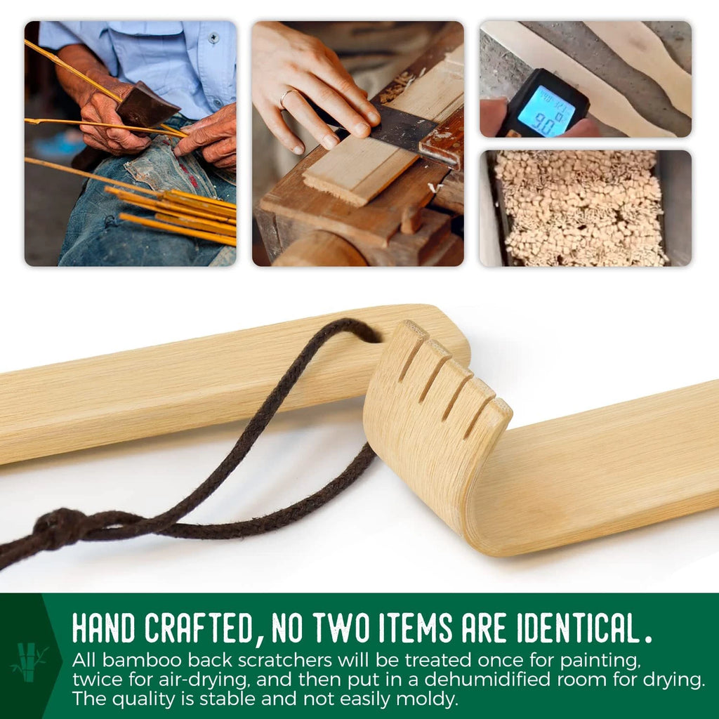 4 Pack Natural Bamboo Back Scratchers Wooden Body Massager for Adult Itch Relief