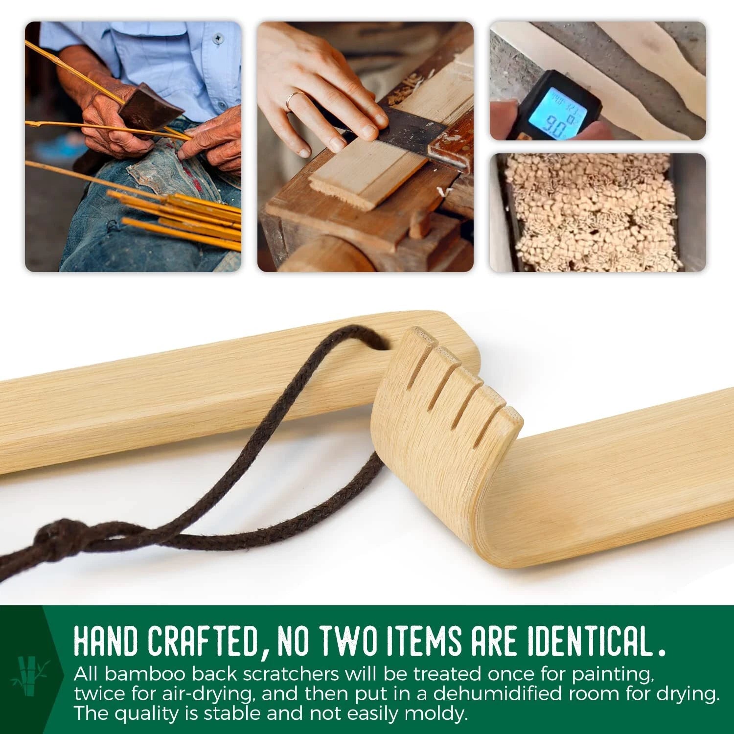 4 Pack Natural Bamboo Back Scratchers Wooden Body Massager for Adult Itch Relief