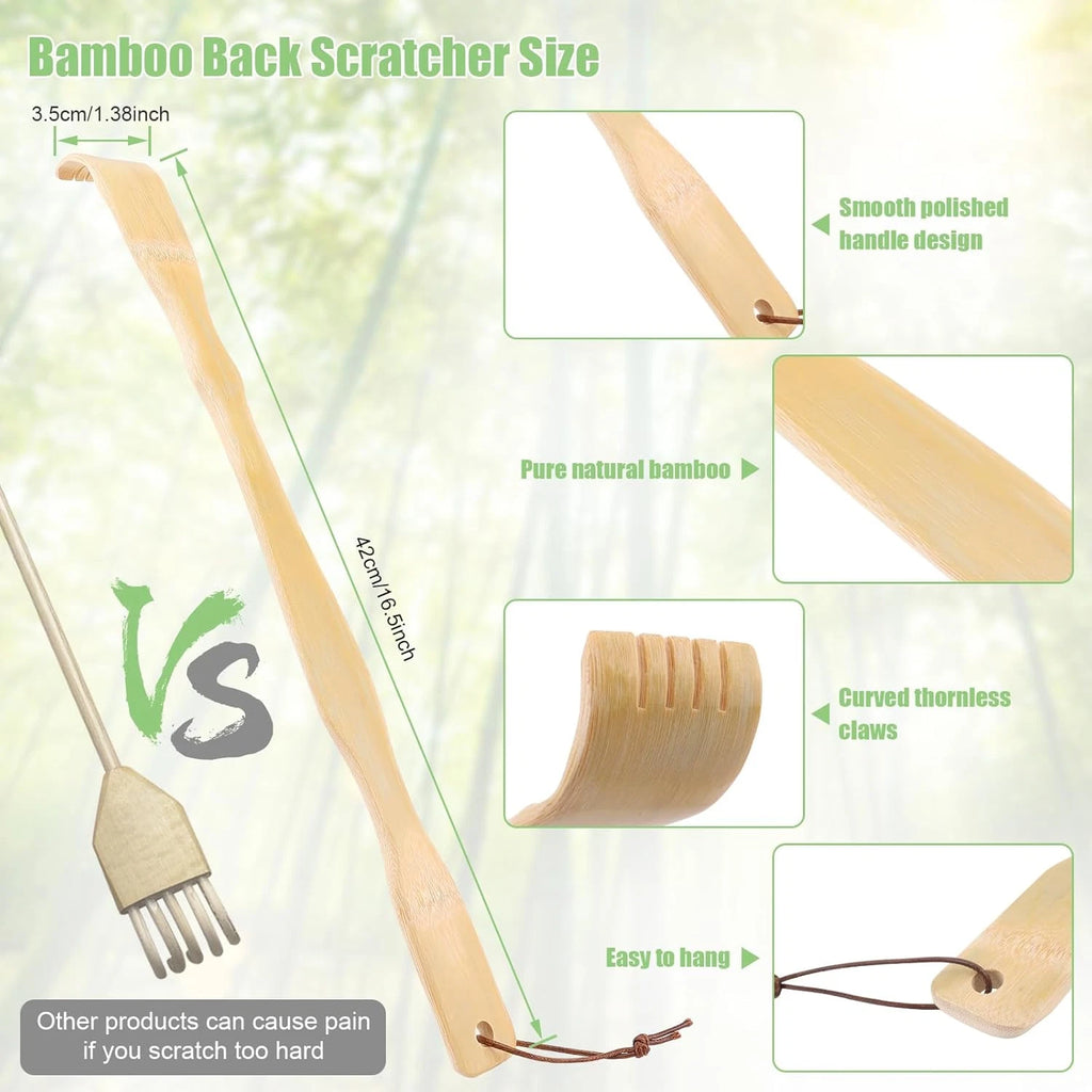 2 Pack Wooden Bamboo Back Scratcher for Adults Men Women, Small Funny Gifts for