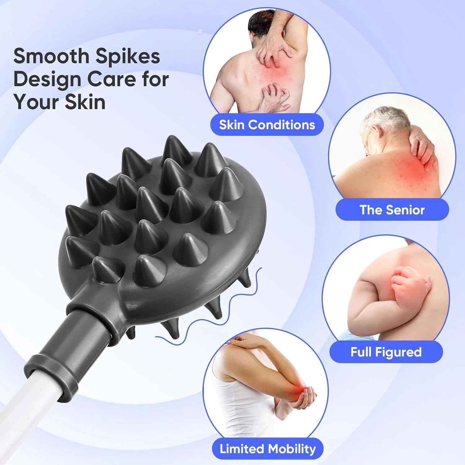 Upgraded Curved Back Scratcher Men Women 360 Reach Flexible Backscratcher Extra