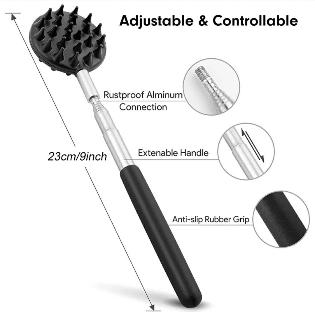 TUKUOS Telescoping Back Scratcher with 3Pcs Detachable Scratching Heads