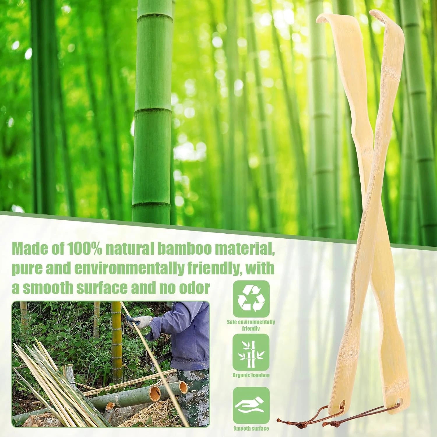 2 Pack Wooden Bamboo Back Scratcher for Adults Men Women, Small Funny Gifts for