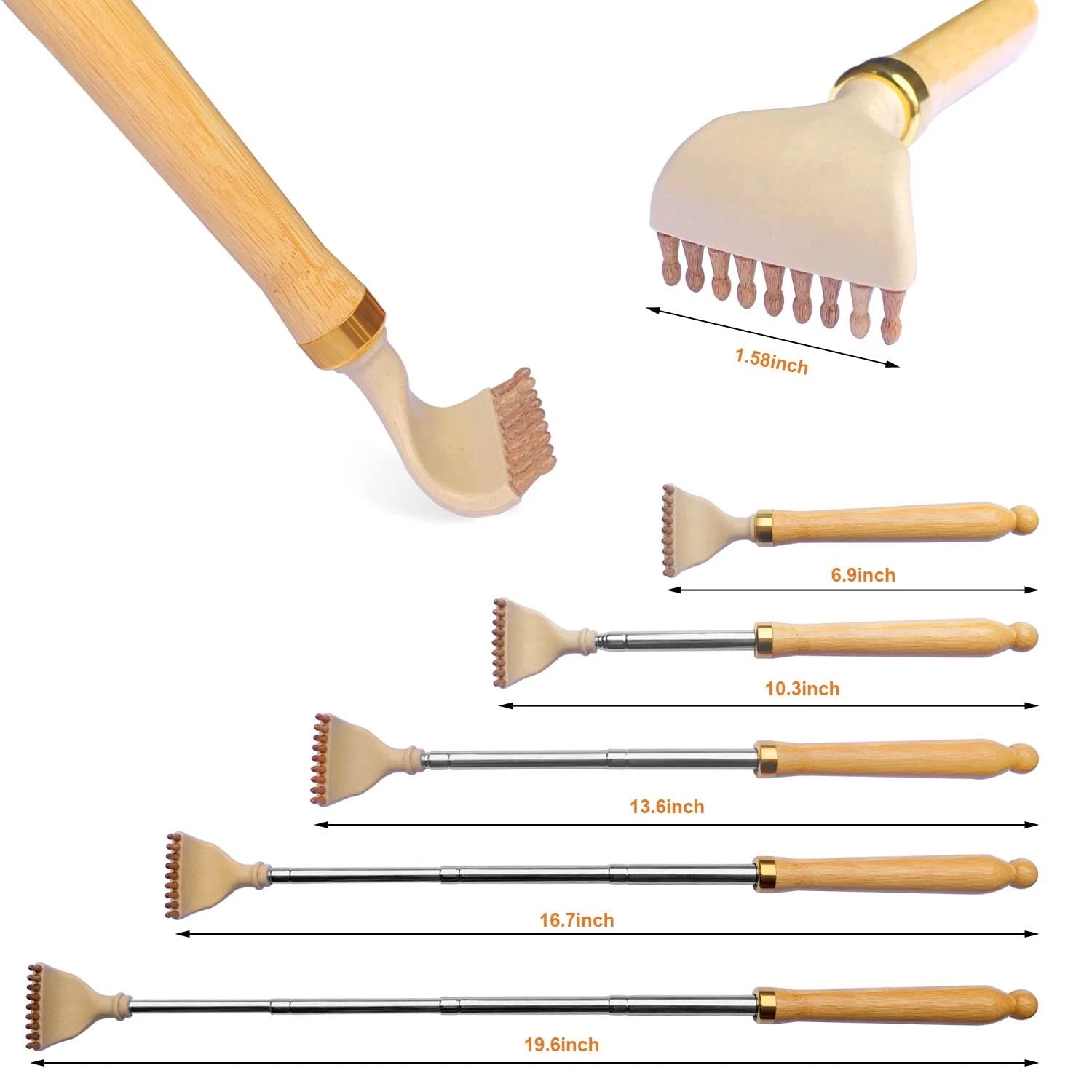 Telescoping Back Scratcher, Portable Extendable Bamboo Back Scratcher for Men...