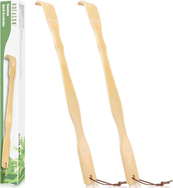 2 Pack Wooden Bamboo Back Scratcher for Adults Men Women, Small Funny Gifts for