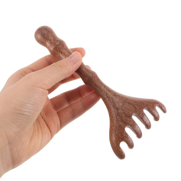 2 Pcs Sandalwood Massager Head Scratcher Tool Scalp Scraping Comb Hair