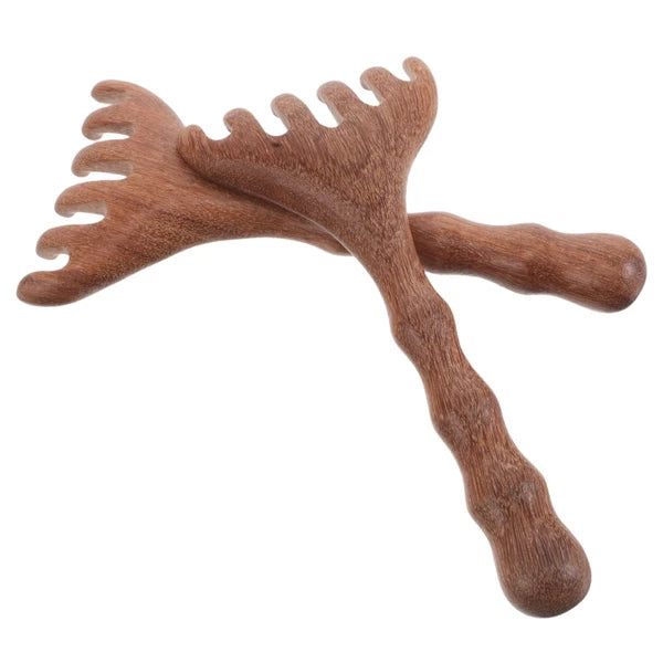 2 Pcs Sandalwood Massager Head Scratcher Tool Scalp Scraping Comb Hair
