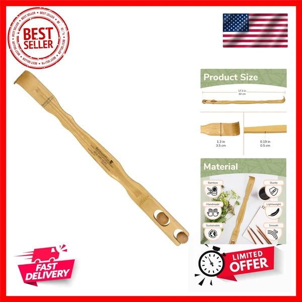 17 Inch Bamboo Wooden Back Scratcher Smooth Massage Roller Handle for Itching...