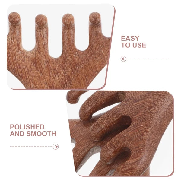2pcs Wooden Head Massager Comb Wide Tooth Tool Wood Hair Scratcher