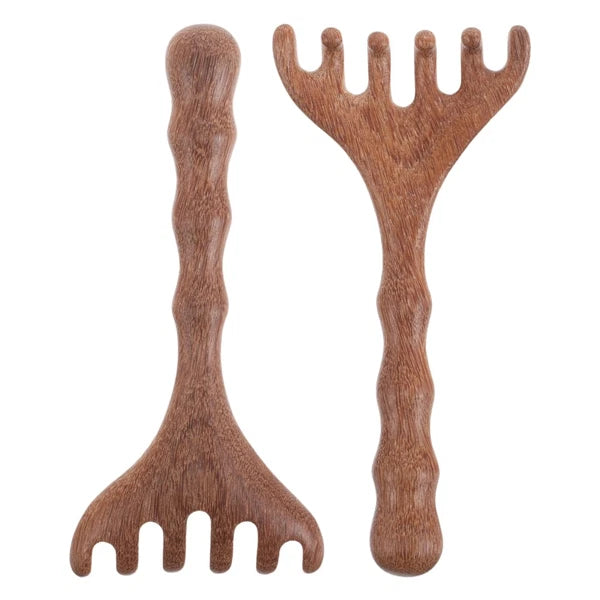 2pcs Wooden Head Massager Comb Wide Tooth Tool Wood Hair Scratcher