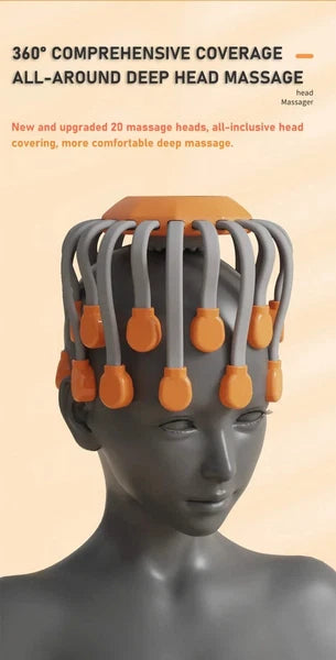 NNEOBA 20-Head Scalp Massager with Red Light Therapy Octopus Scratcher Orange
