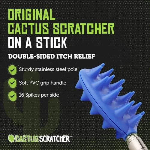 Cactus Back Scratcher for Women, 24.9" Long Extendable Original Stick Blue