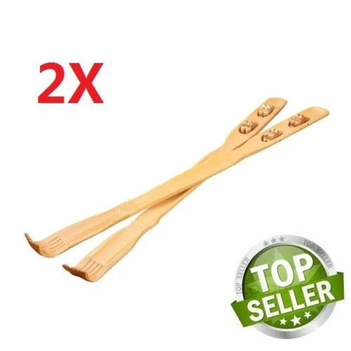 2 x 18" Bamboo Wooden Itch Therapeutic Back Scratcher Massage Rollers US Seller