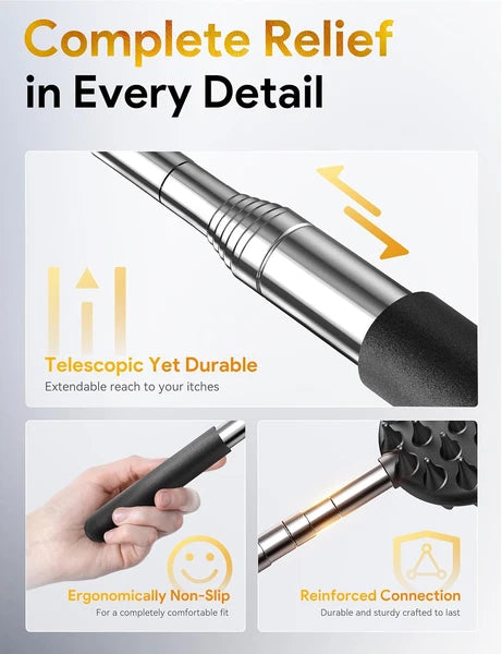 Telescoping Back Scratcher with 4Pcs Detachable Scratching Heads, Fathers Day Da
