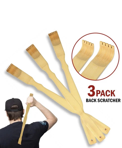 3 PCS Natural Bamboo Back Scratcher Long Reach Pick Itch Relief Tool Portable US