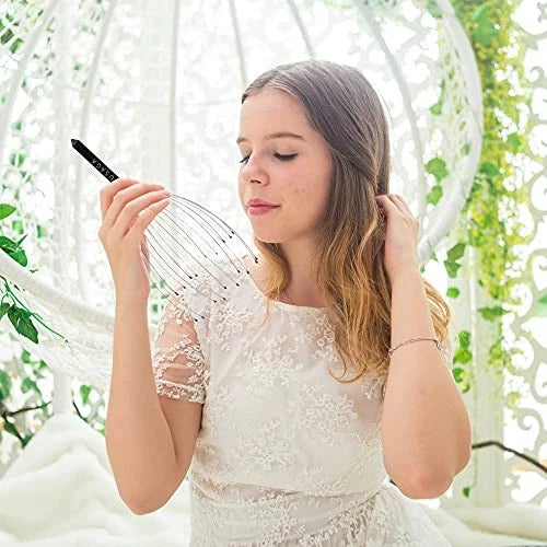 Head Massager Scalp Massager 20 Fingers Head Scratcher for Scalp Body Black