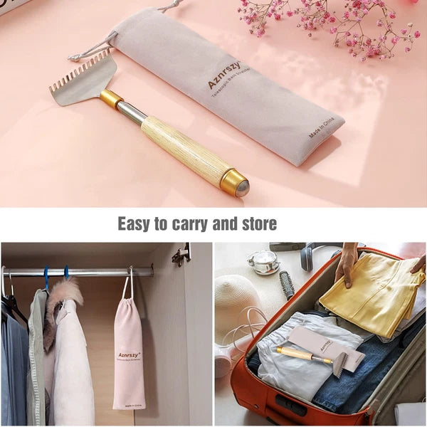 Extendable Back Scratcher with Wooden Handle & Steel Roller, 62CM