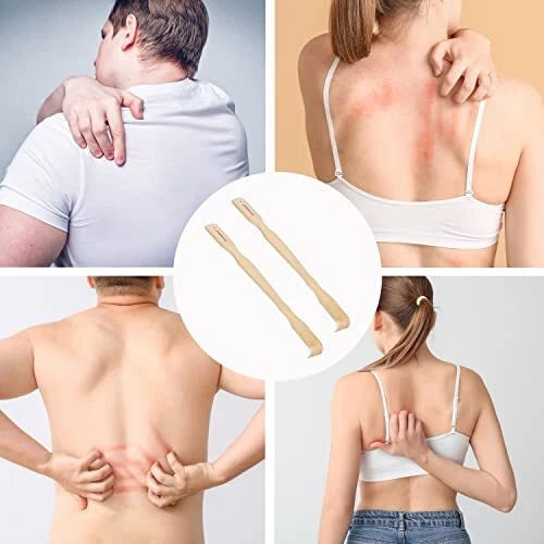 2Pcs Wooden Bamboo Back Scratcher Long Handle Itch Relief Finger-Like Scratchers