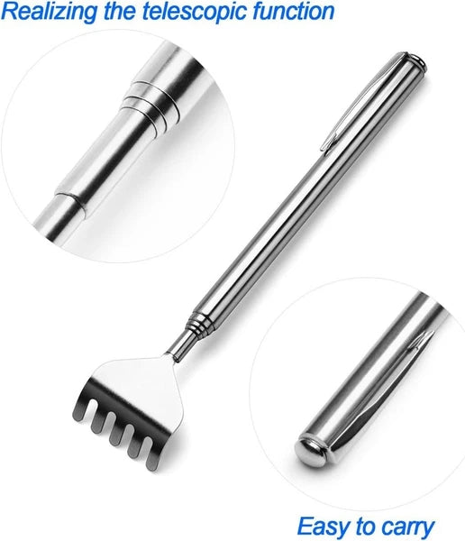 8-Pack Portable Telescopic Back Scratchers - Stainless Steel, Travel-Friendly