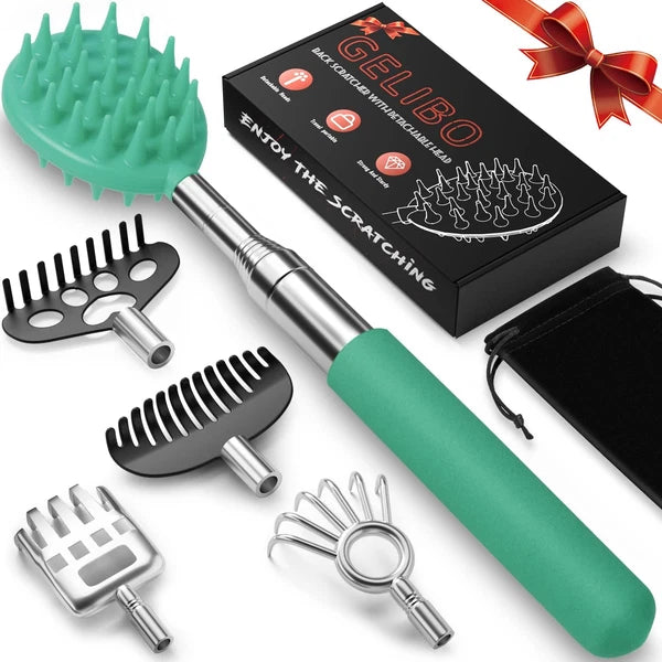 Gelibo Telescoping Back Scratcher with 5Pcs Detachable Heads,Fathers Day Dad ...