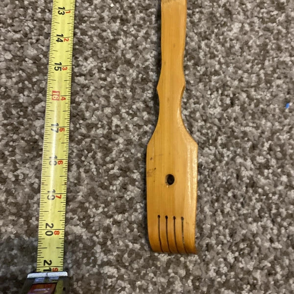 Vintage Solid Wood 19" Back Scratcher - Hand Carved W Massage Wheel Exc Cond