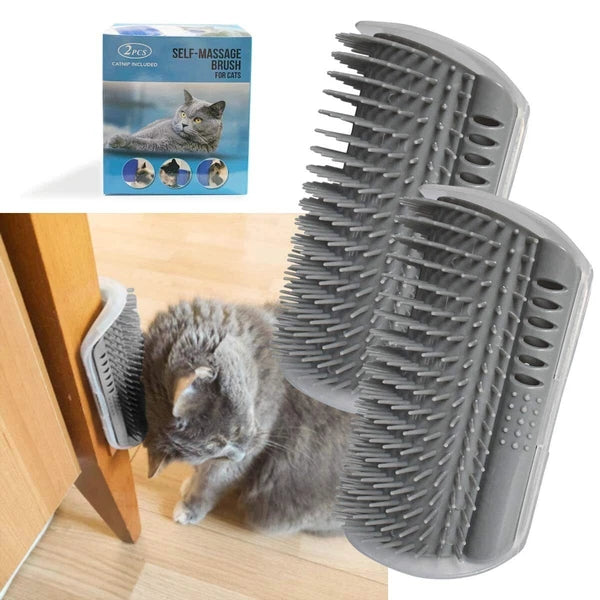 2 Pack Softer Self Groomer with Catnip Wall Corner Massage Comb Scratcher Groomi