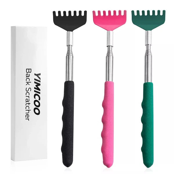 3 Pack Extendable Back Scratcher, Stainless Steel Portable Telescoping Back