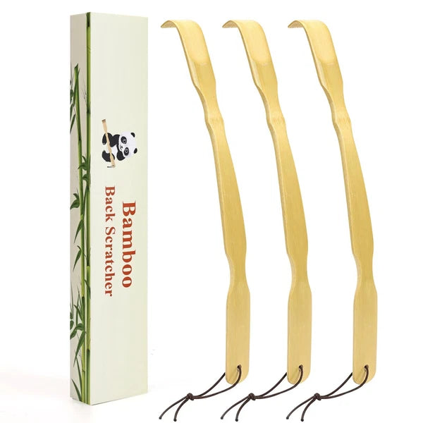 3 Pack Wooden Back Scratcher,17 Inch Curved Long Handle Bamboo Back Scratchers