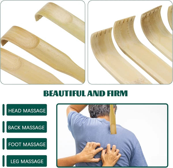 12 Pack Bamboo Massager Back Scratcher 16.5 Inch Scalp Foot Home Travel Gift