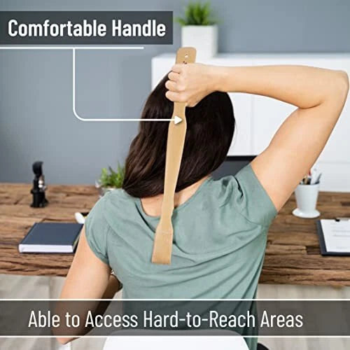 2Pcs Wooden Bamboo Back Scratcher Long Handle Itch Relief Finger-Like Scratchers