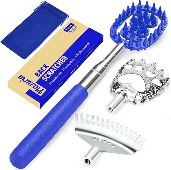 Oversized Back Scratcher with 3 Heads, Extendable 30" Handle, Gift for Men