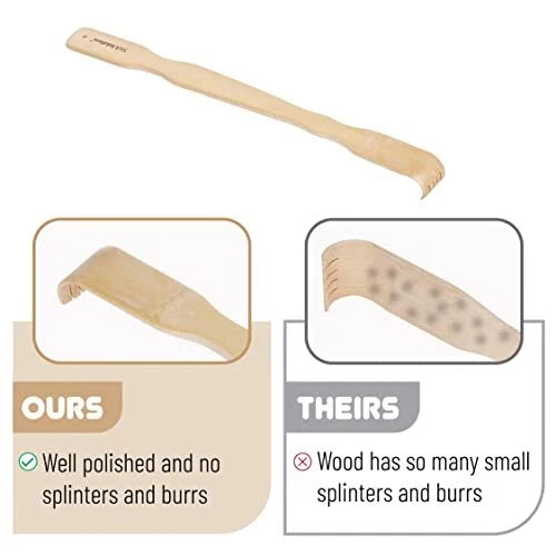 2Pcs Wooden Bamboo Back Scratcher Long Handle Itch Relief Finger-Like Scratchers