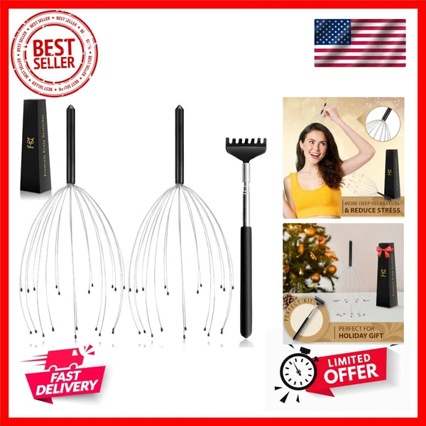 Head Massager 20 Fingers Scalp Massager Head Scratcher, Back Massager Back Sc...