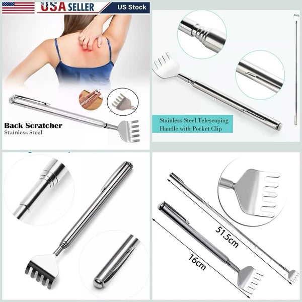 Metal Stainless Steel Back Scratcher  Telescopic Extendable Claw Extender US