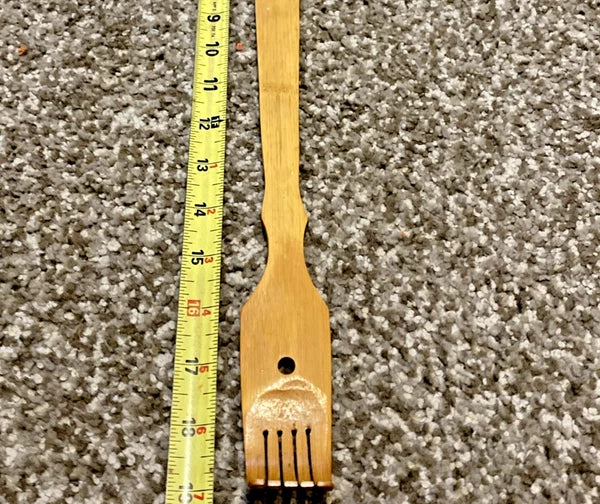 Vintage Solid Wood 19" Back Scratcher - Hand Carved W Massage Wheel Exc Cond