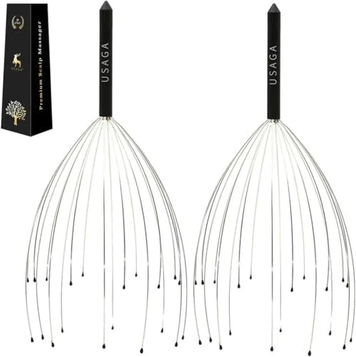 Head Massager Scalp Massager 20 Fingers Head Scratcher for Scalp Body Black
